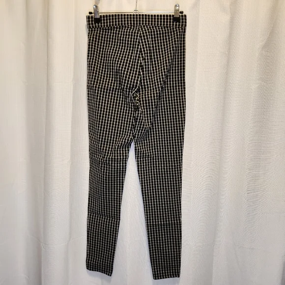 Zara Black White Checkered Plaid Hi-Rise Flat Front Trouser Leggings Pant Size S - Picture 5 of 7